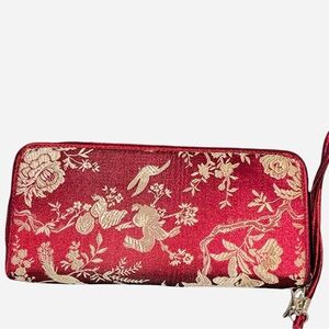 Asian Inspired Silk-like Design Wristlet/Wallet - NWOT